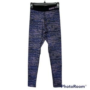 Womens Nike Pro Dri-Fit Fleece-Lined Purple Printed Leggings Sz S